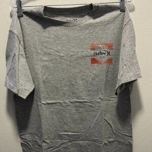 Vintage Hurley Mens Size Medium Gray Short Sleeve Crew Neck T-Shirt Large Logo